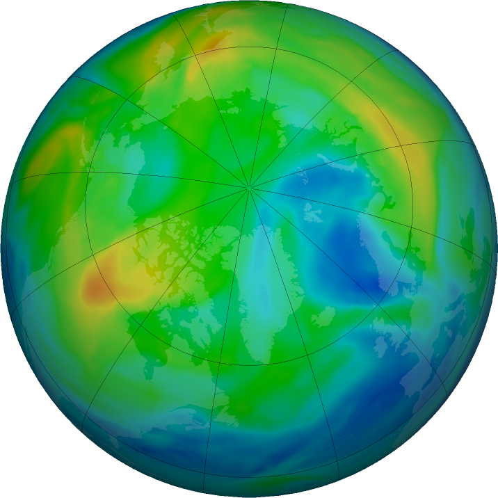 Arctic ozone map for 16 November 2022